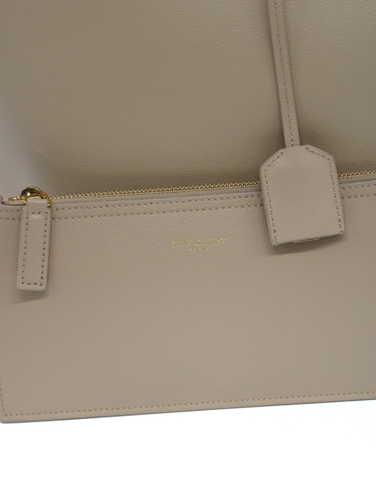 Saint Laurent shopping in pelle dark Beige thumb