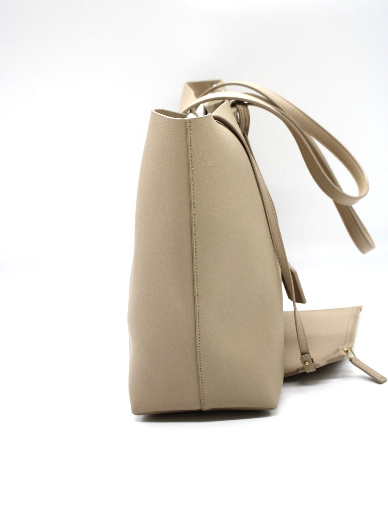 Saint Laurent shopping in pelle dark Beige thumb