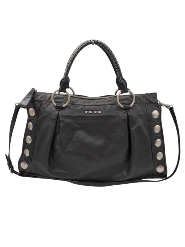 Shopper Miu Miu in Pelle Nera Liscia