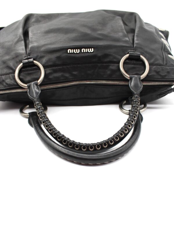 Shopper Miu Miu in Pelle Nera Liscia