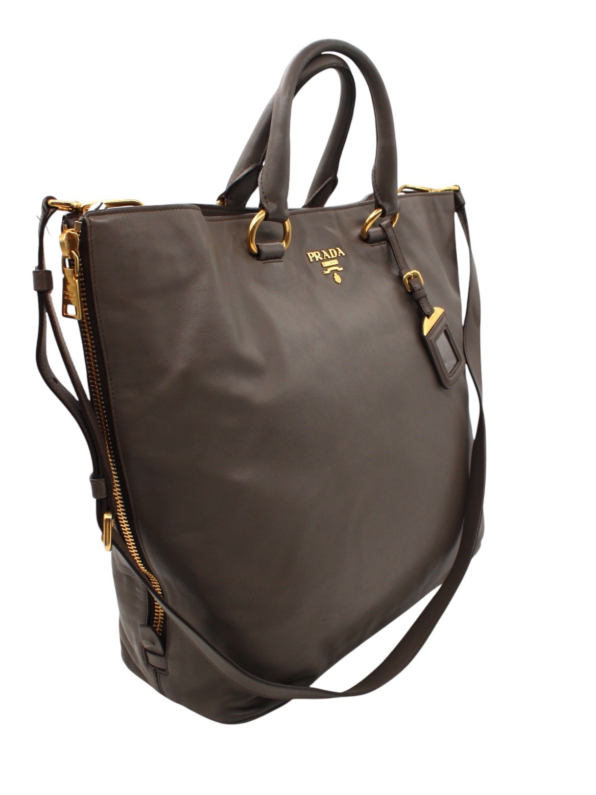 Shopper Prada con tracolla e zip laterali thumb