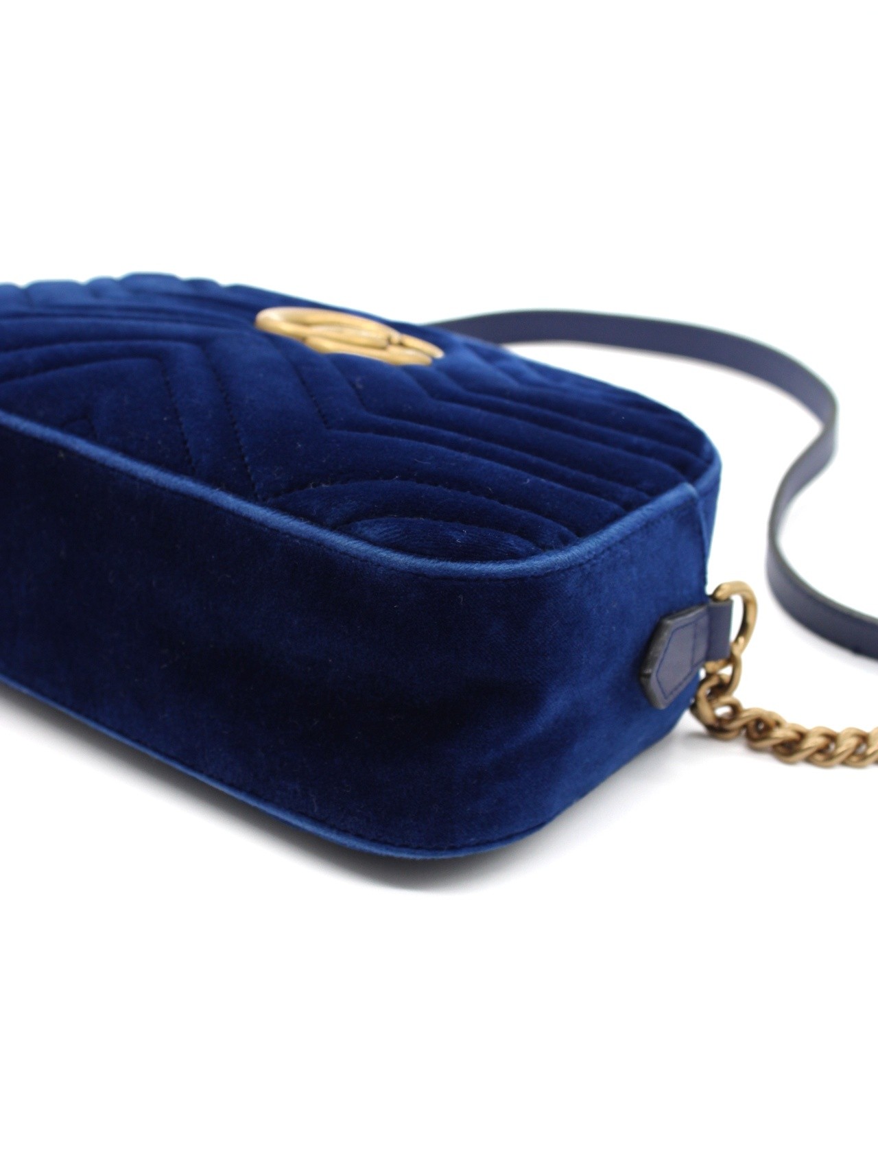 Tracolla Gucci Marmont in velvet blu thumb