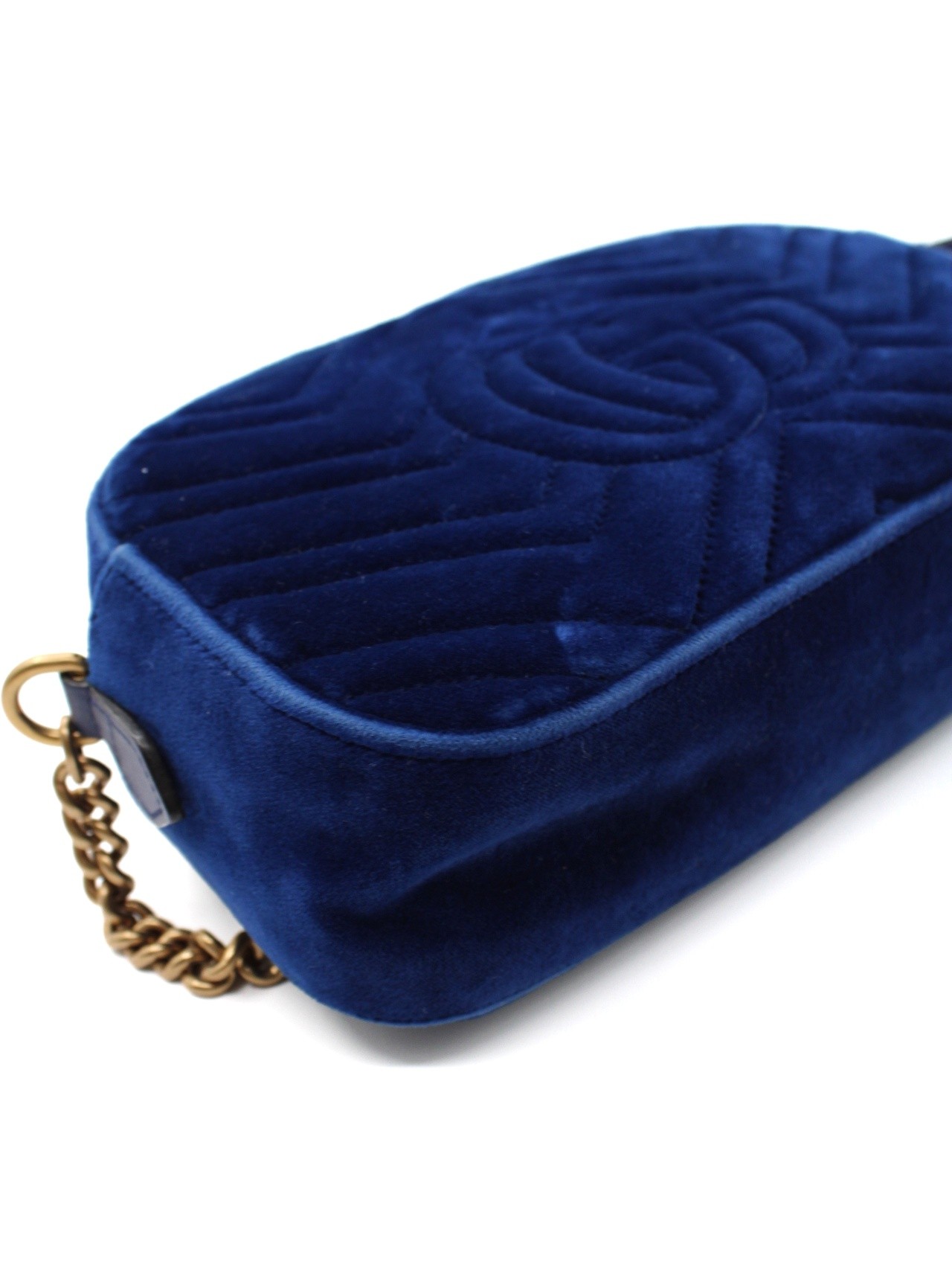 Tracolla Gucci Marmont in velvet blu thumb