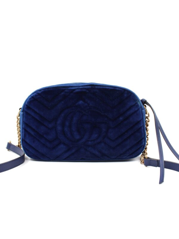 Tracolla Gucci Marmont in velvet blu