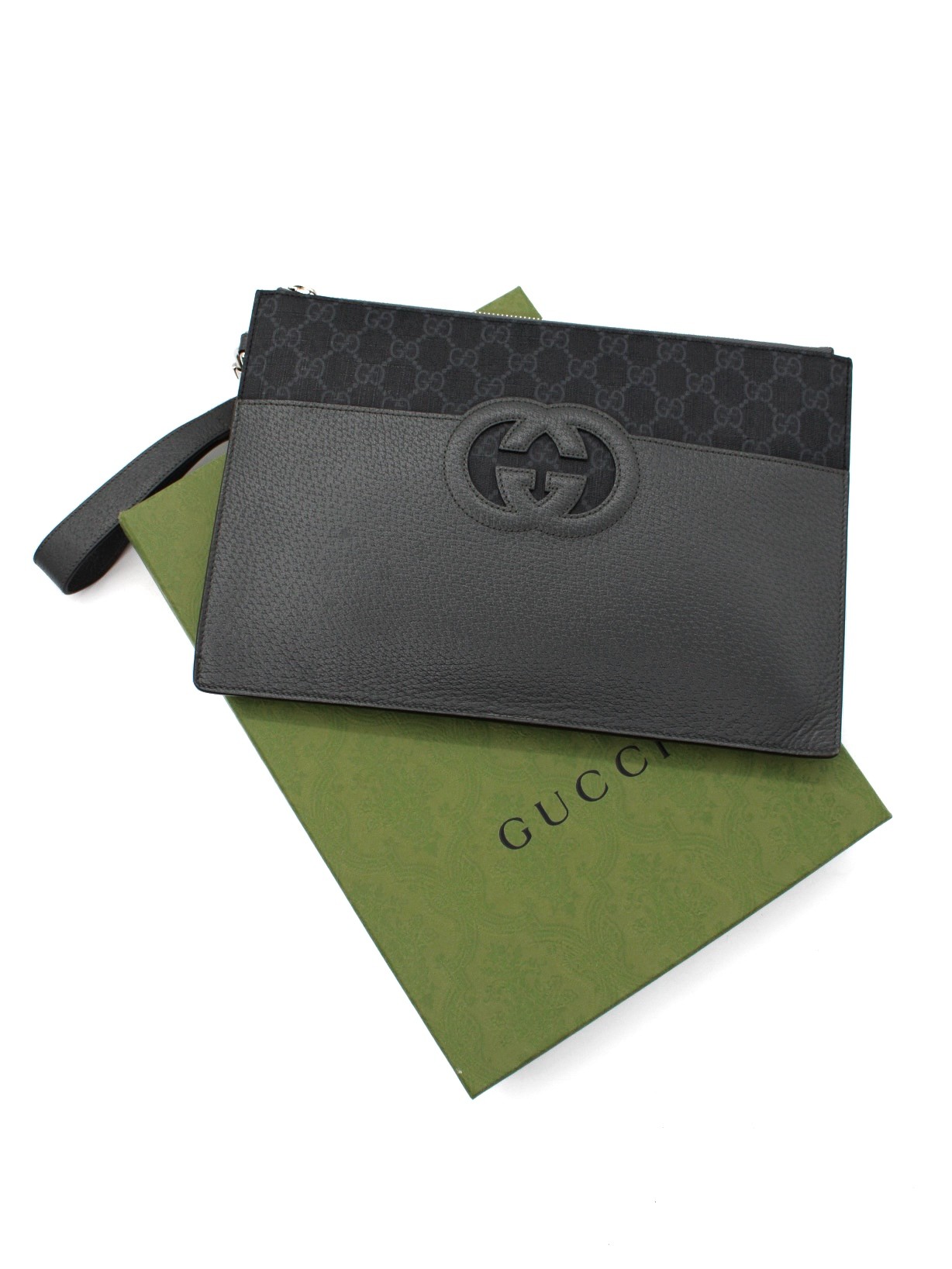 Pochette Gucci GG Supreme Grigio Nero thumb