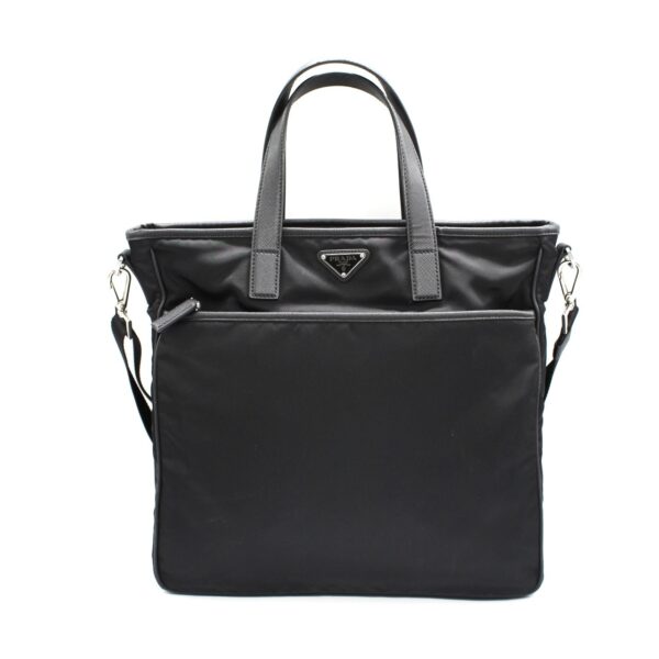 Shopper Prada in tela vela nera