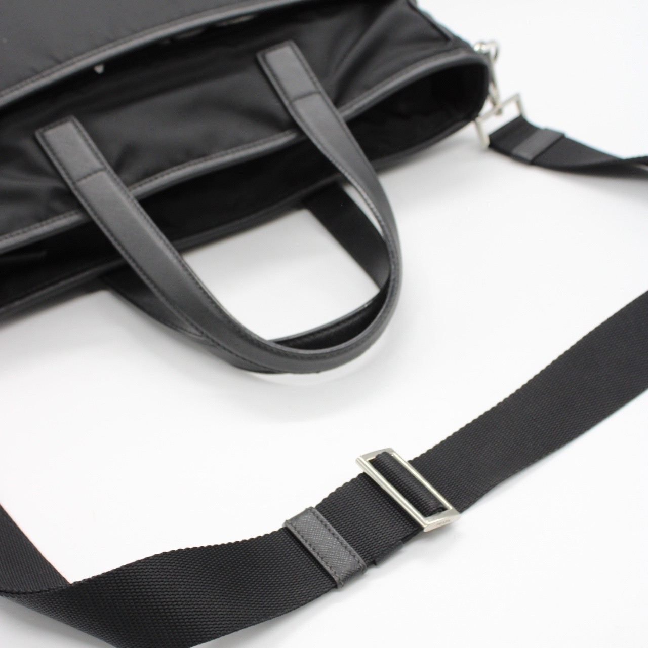 Shopper Prada in tela vela nera thumb