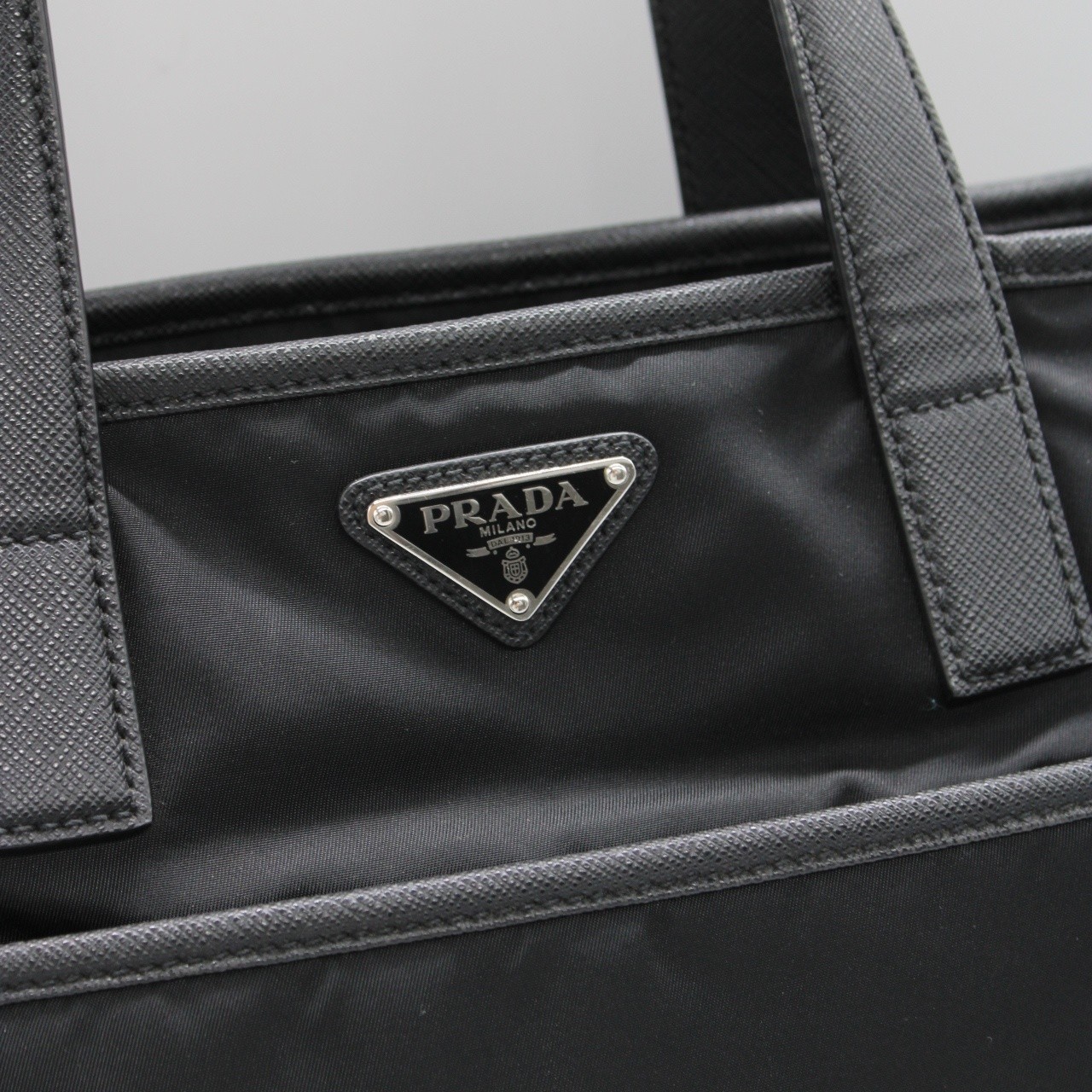 Shopper Prada in tela vela nera thumb