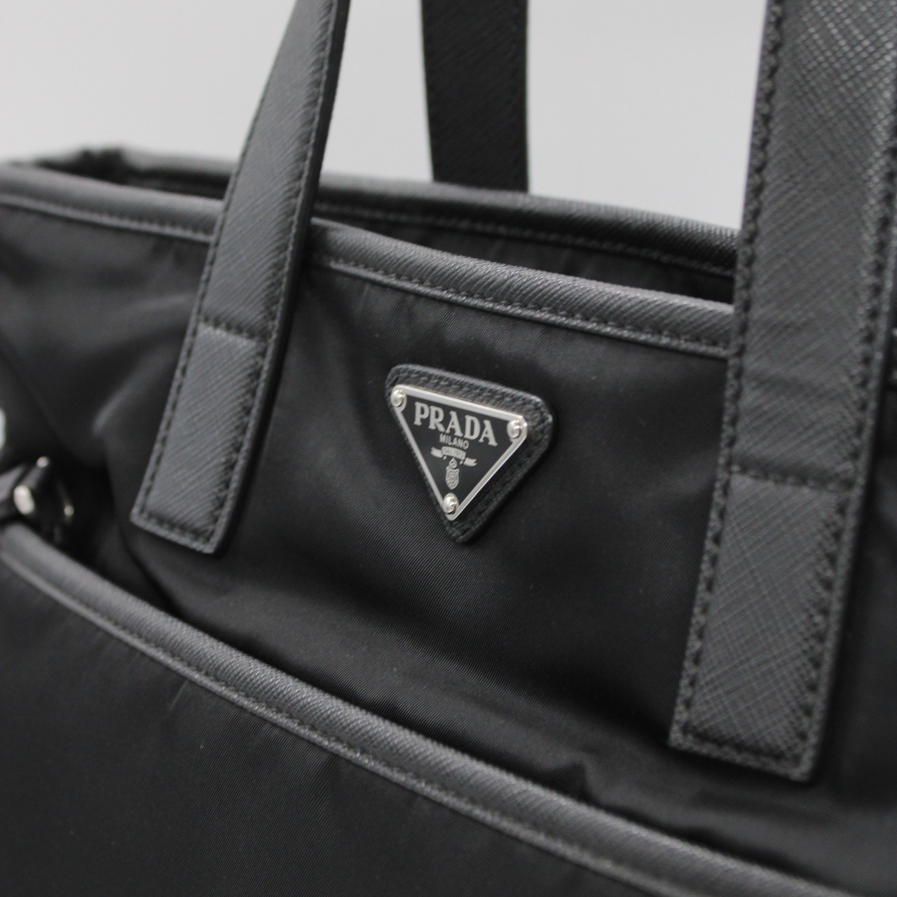 Shopper Prada in tela vela nera thumb