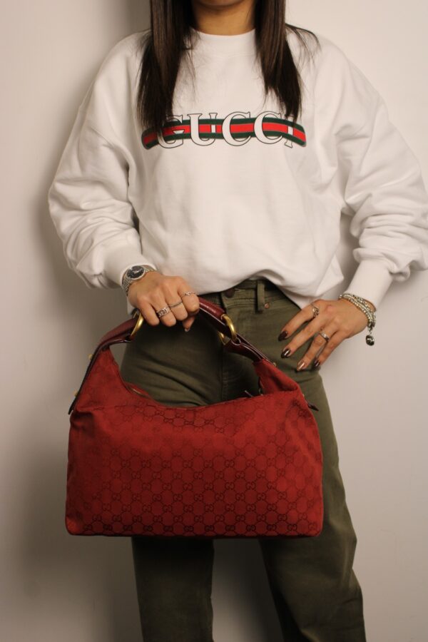 Borsa Gucci Horsebit in tessuto e pelle