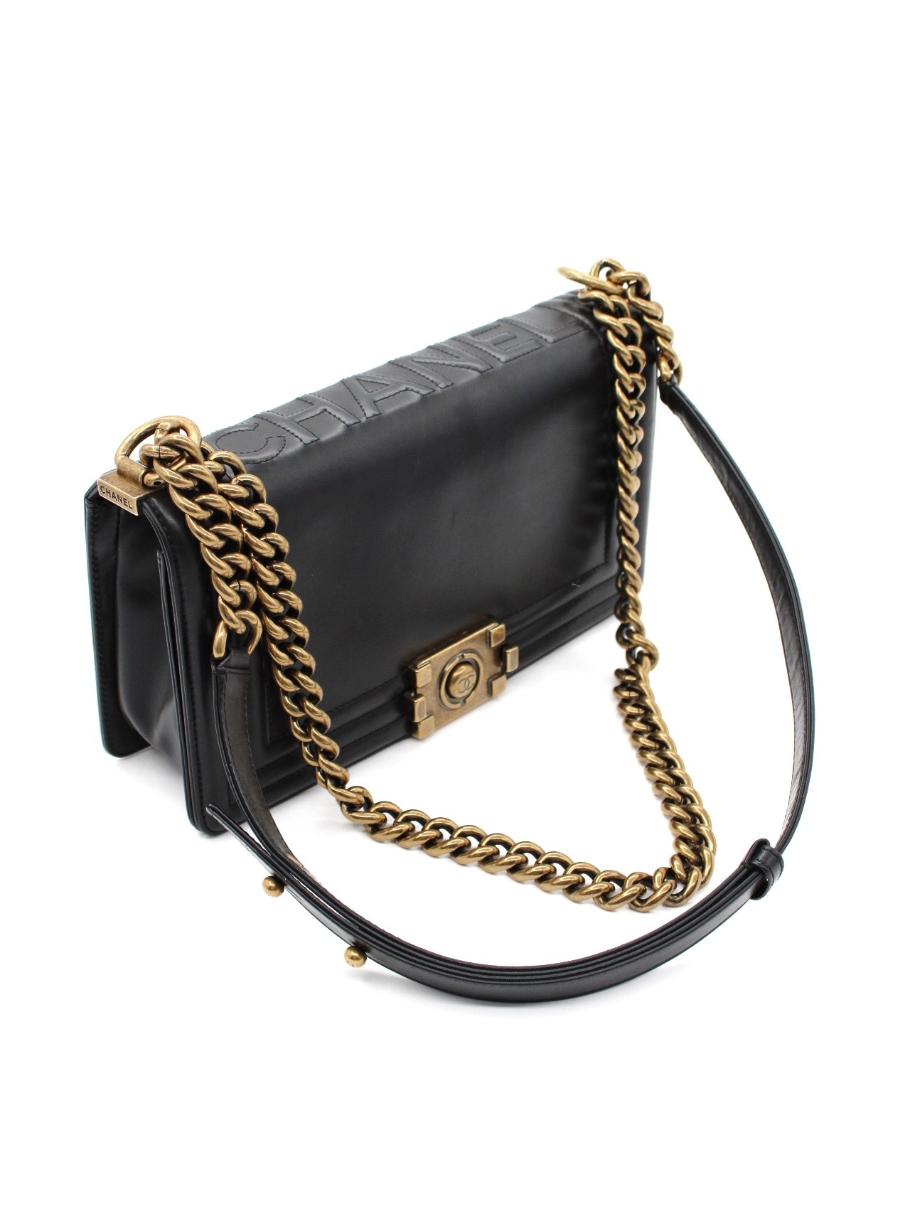 Borsa Chanel Boy in pelle nera thumb