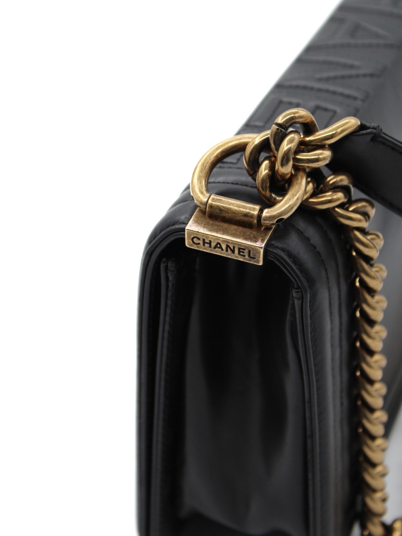 Borsa Chanel Boy in pelle nera thumb