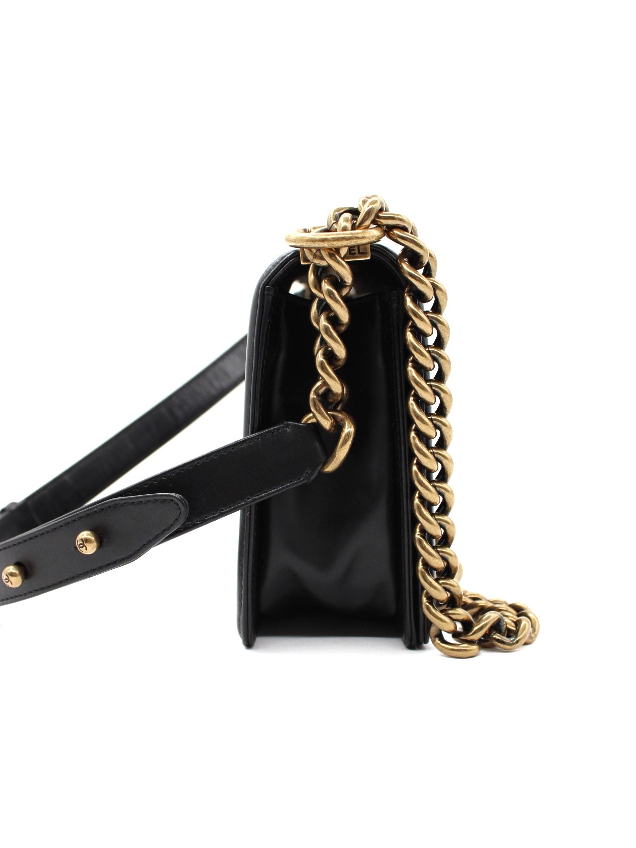 Borsa Chanel Boy in pelle nera thumb