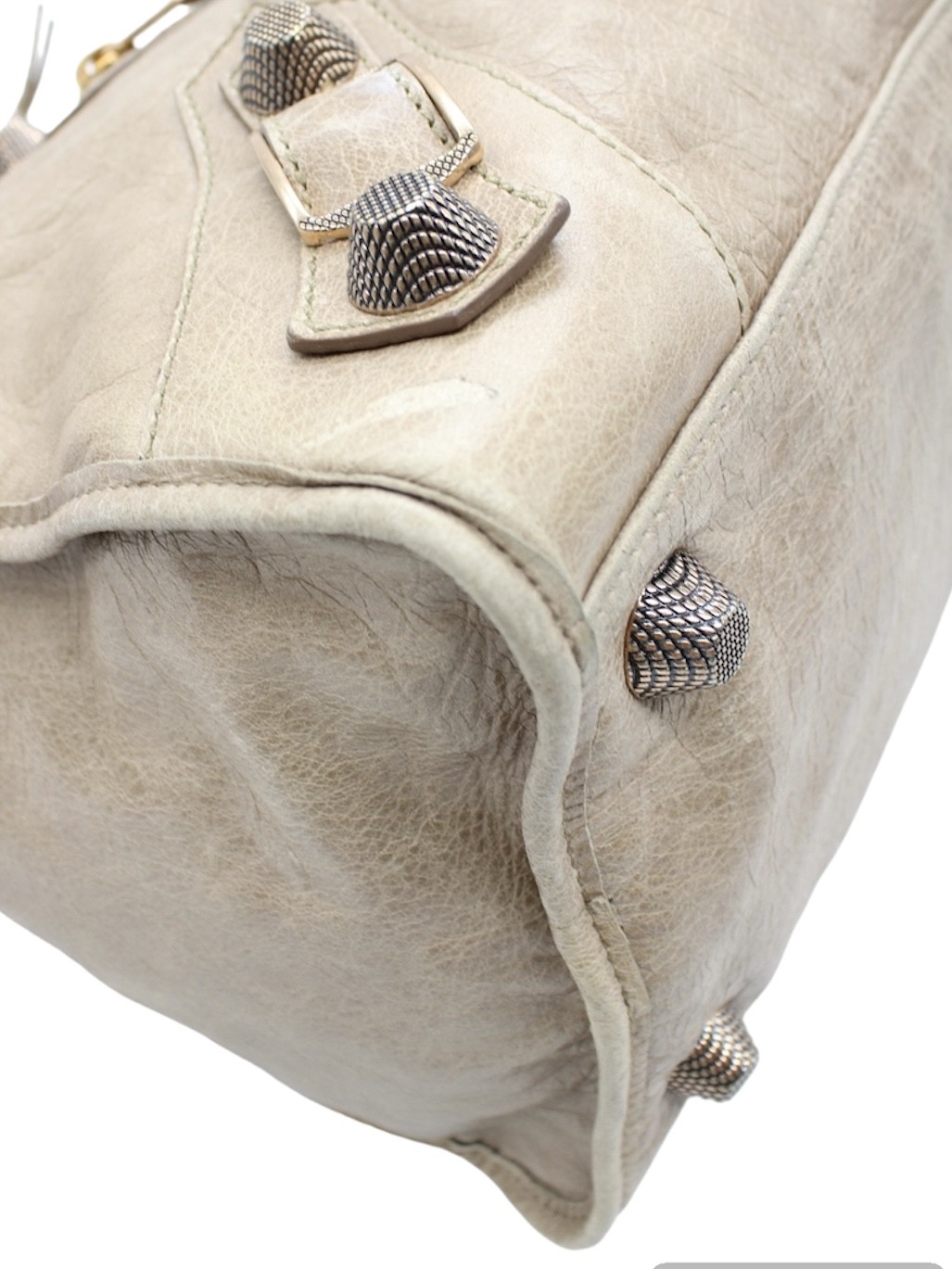 Borsa Balenciaga City Giant in pelle beige thumb