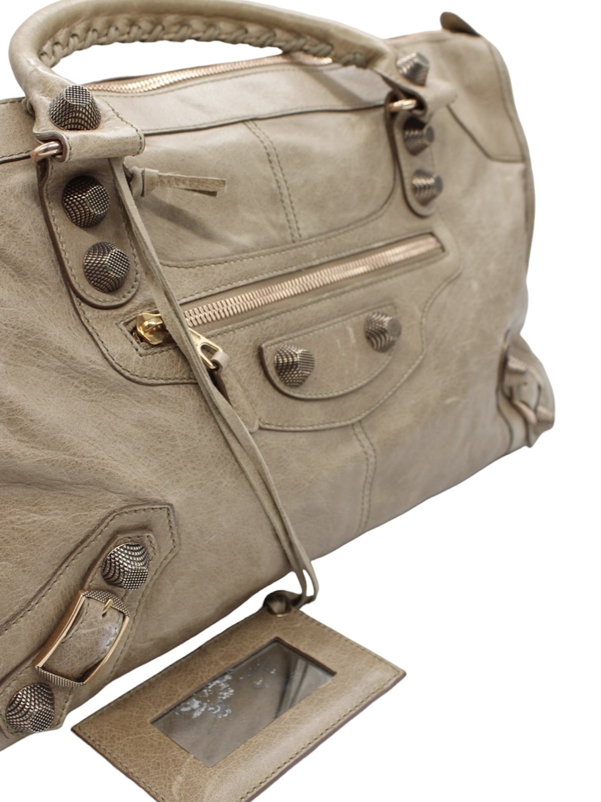 Borsa Balenciaga City Giant in pelle beige thumb