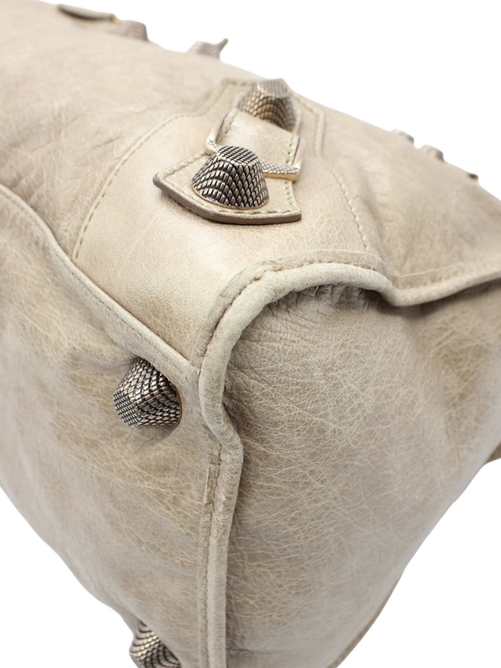 Borsa Balenciaga City Giant in pelle beige thumb