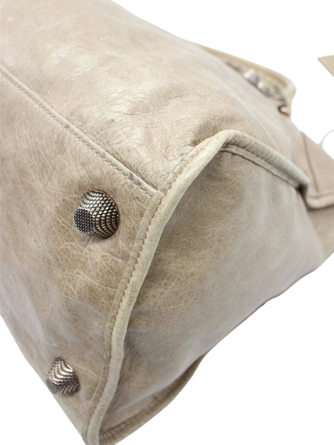Borsa Balenciaga City Giant in pelle beige thumb