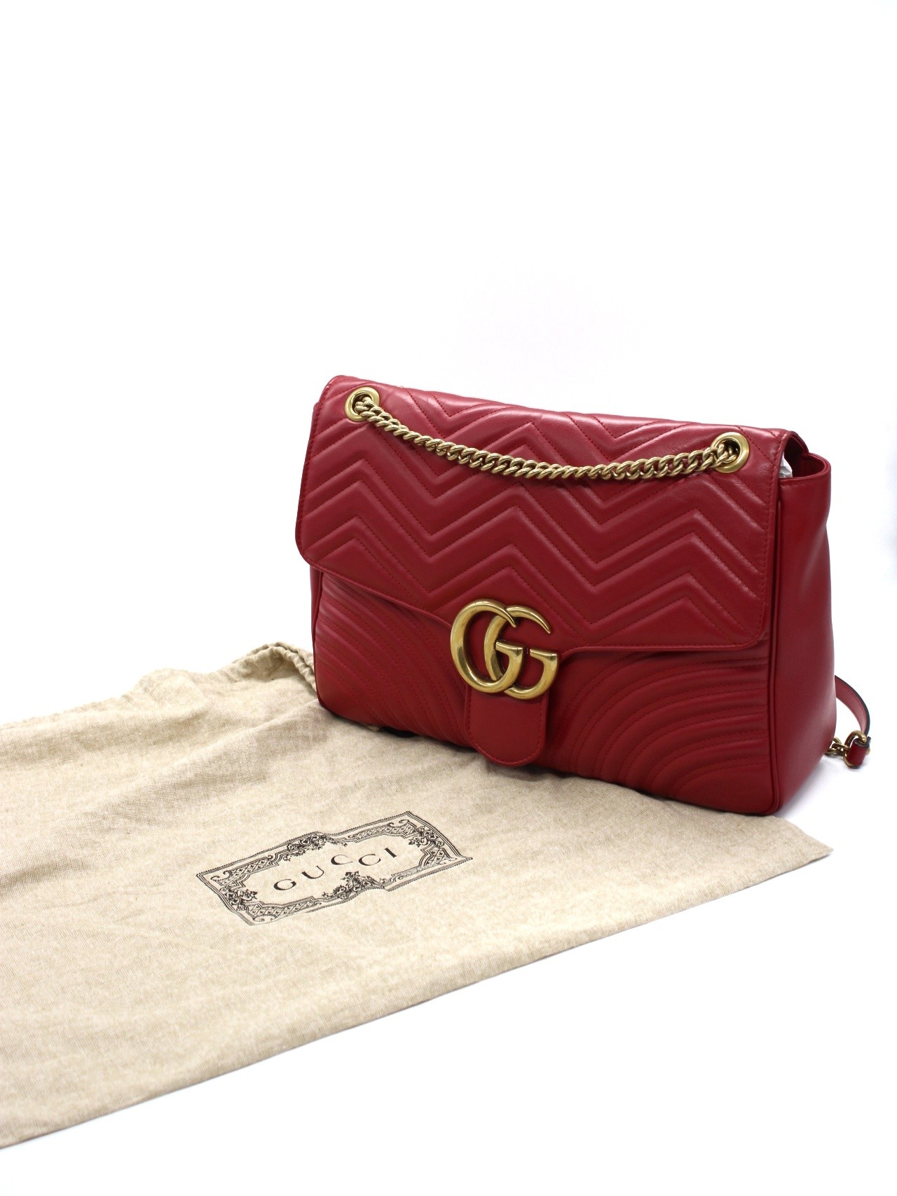 Borsa Gucci Marmont 35 in pelle rossa thumb