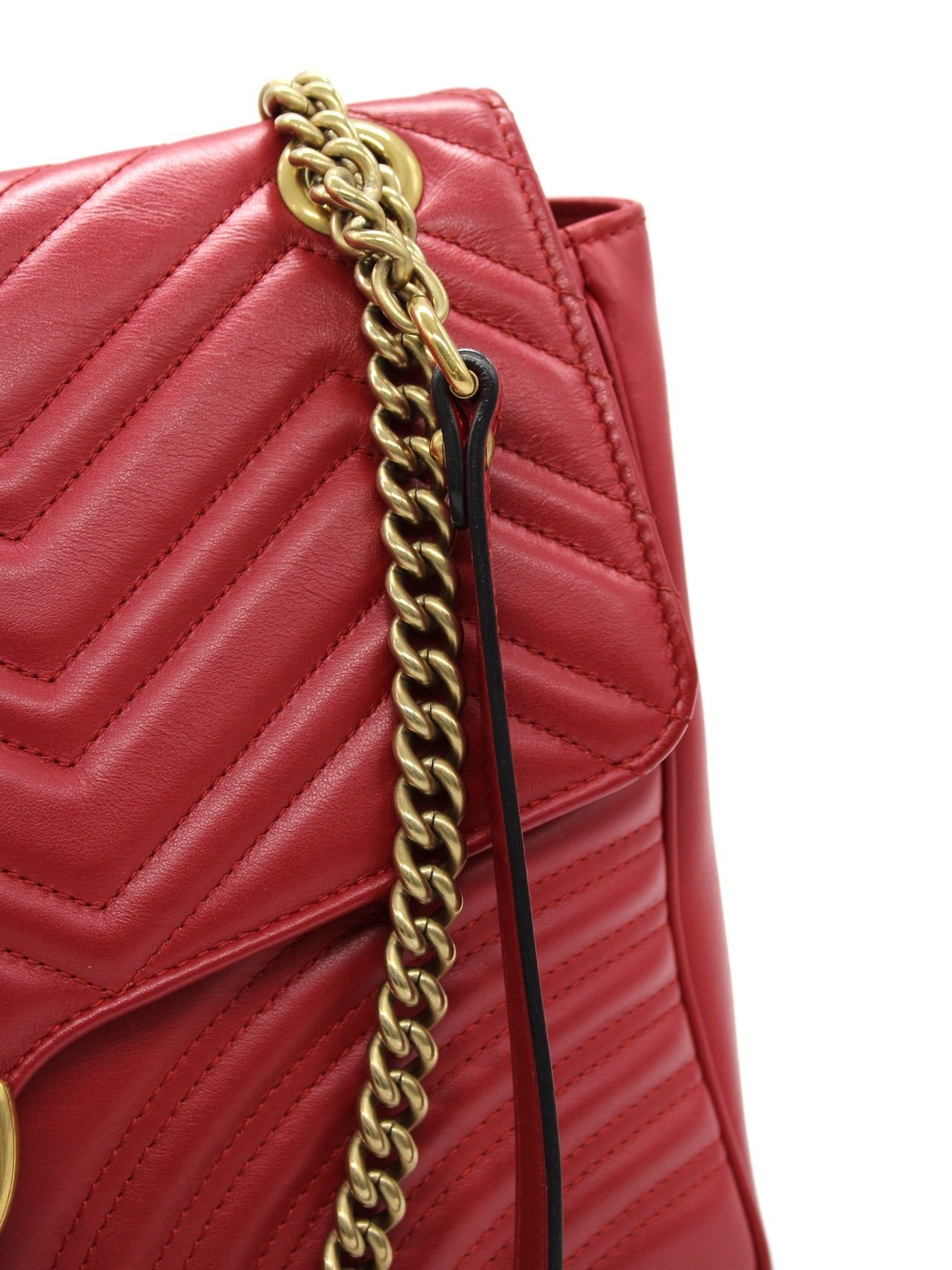Borsa Gucci Marmont 35 in pelle rossa thumb