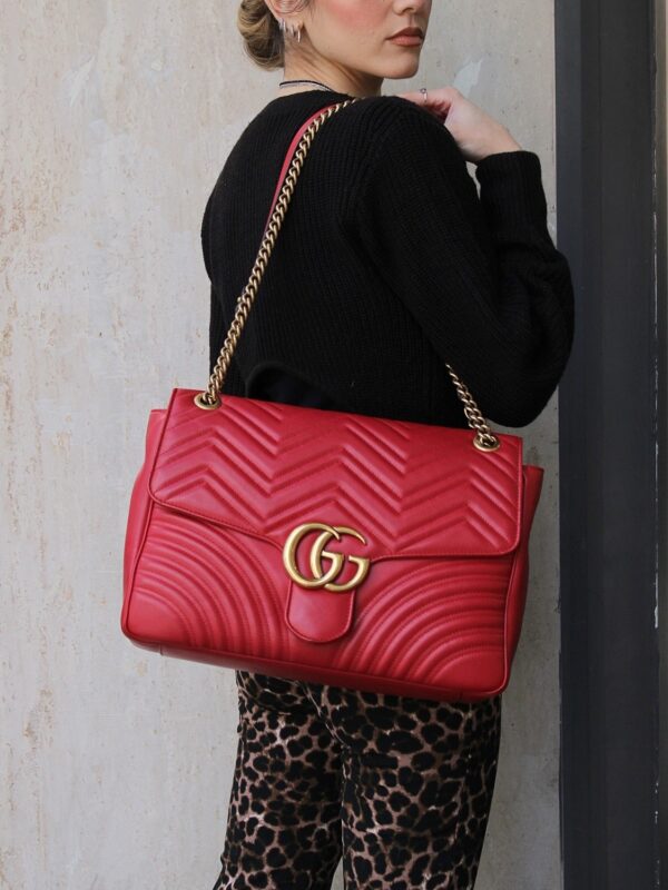 Borsa Gucci Marmont 35 in pelle rossa