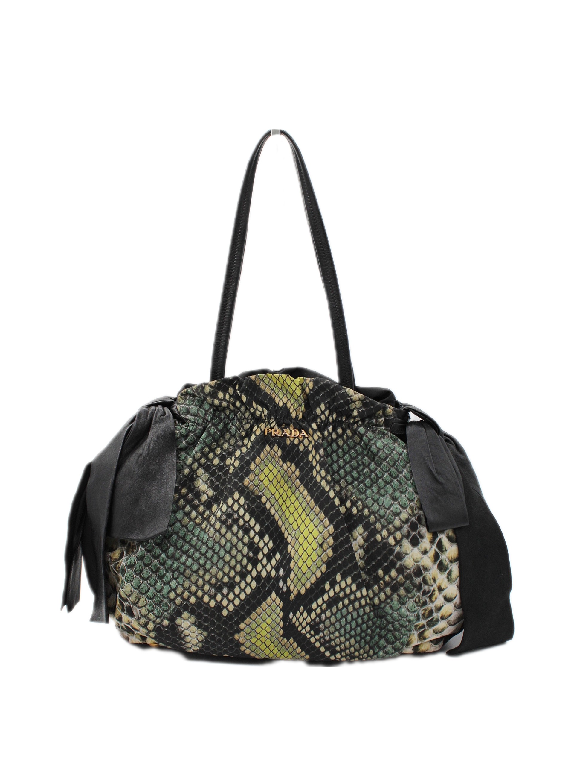 Borsa Prada a spalla in tela vela con stampa pitone thumb