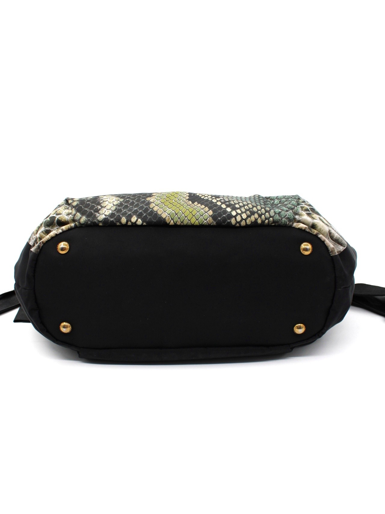 Borsa Prada a spalla in tela vela con stampa pitone thumb