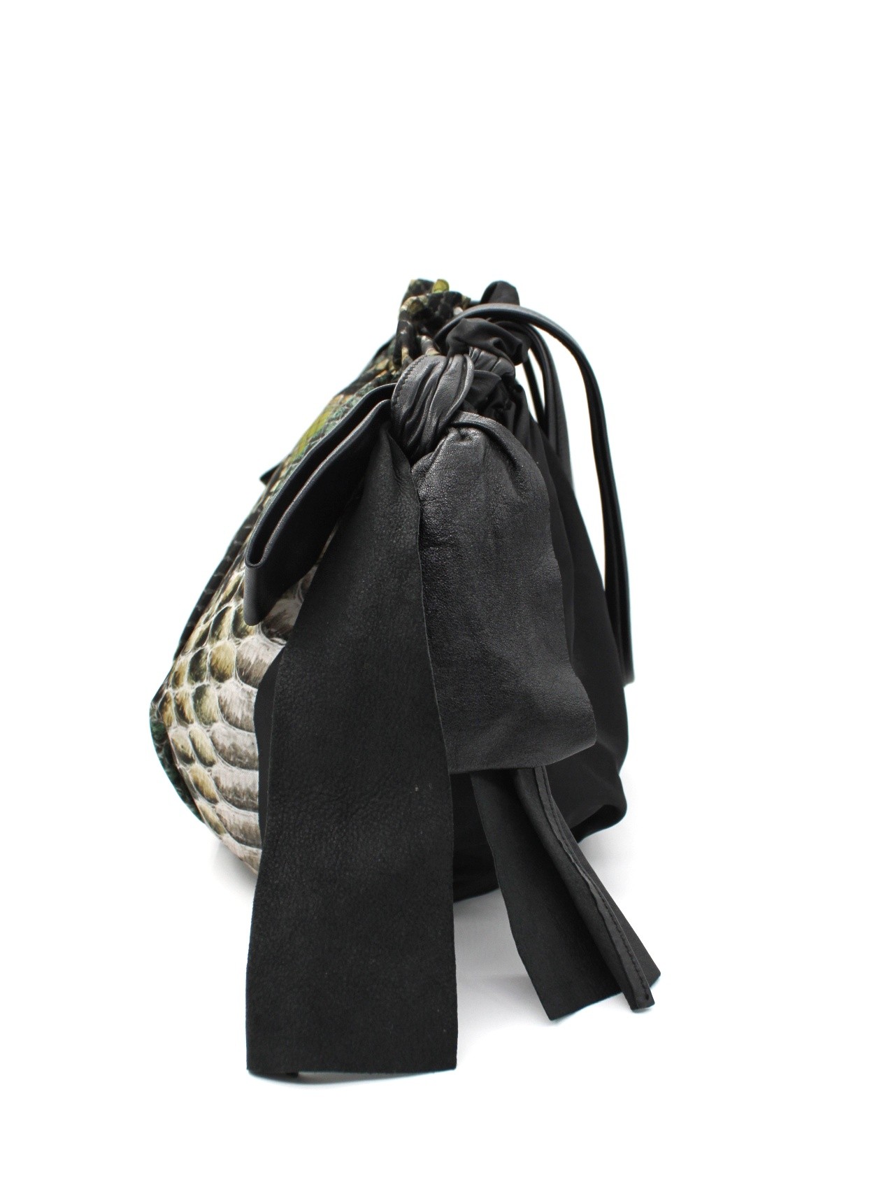 Borsa Prada a spalla in tela vela con stampa pitone thumb