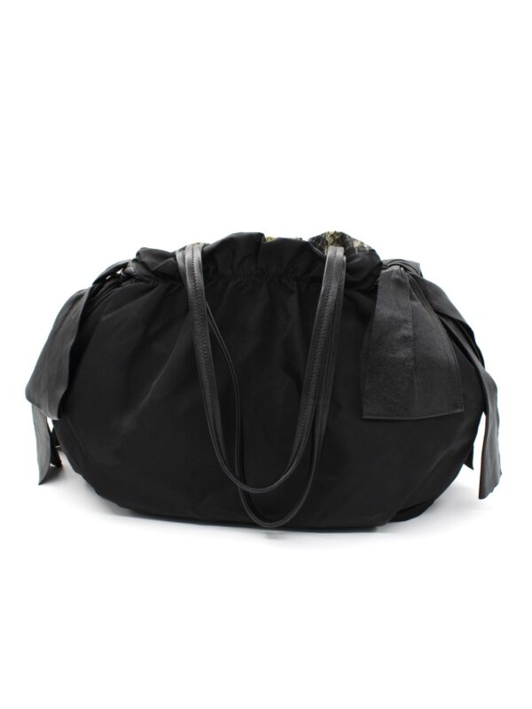 Borsa Prada a spalla in tela vela con stampa pitone