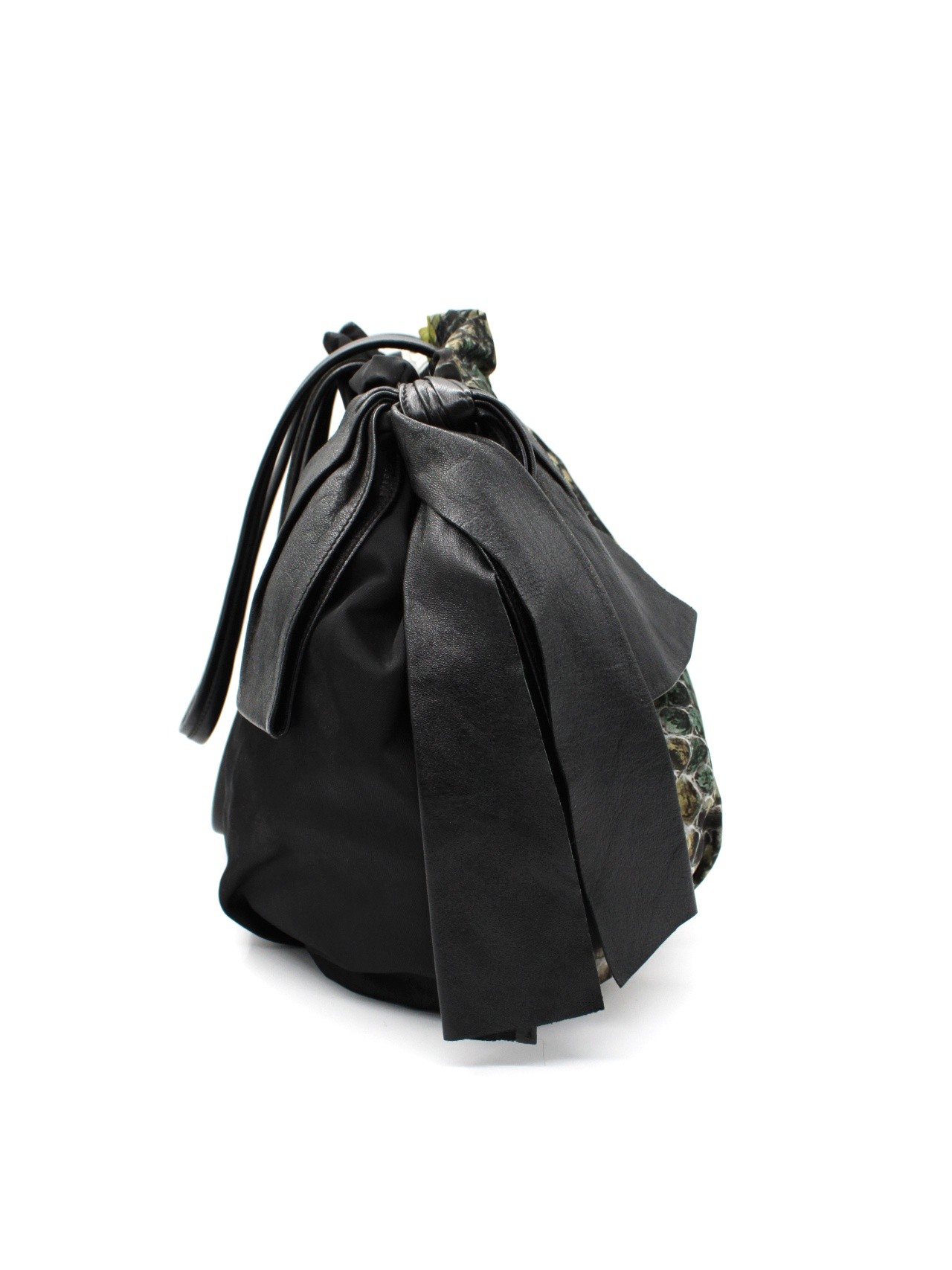 Borsa Prada a spalla in tela vela con stampa pitone thumb