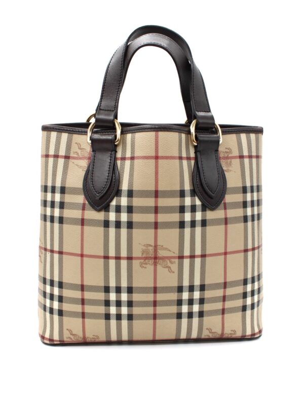 Borsa Burberry in Tela Plastificata ed Inserti in Pelle testa di moro
