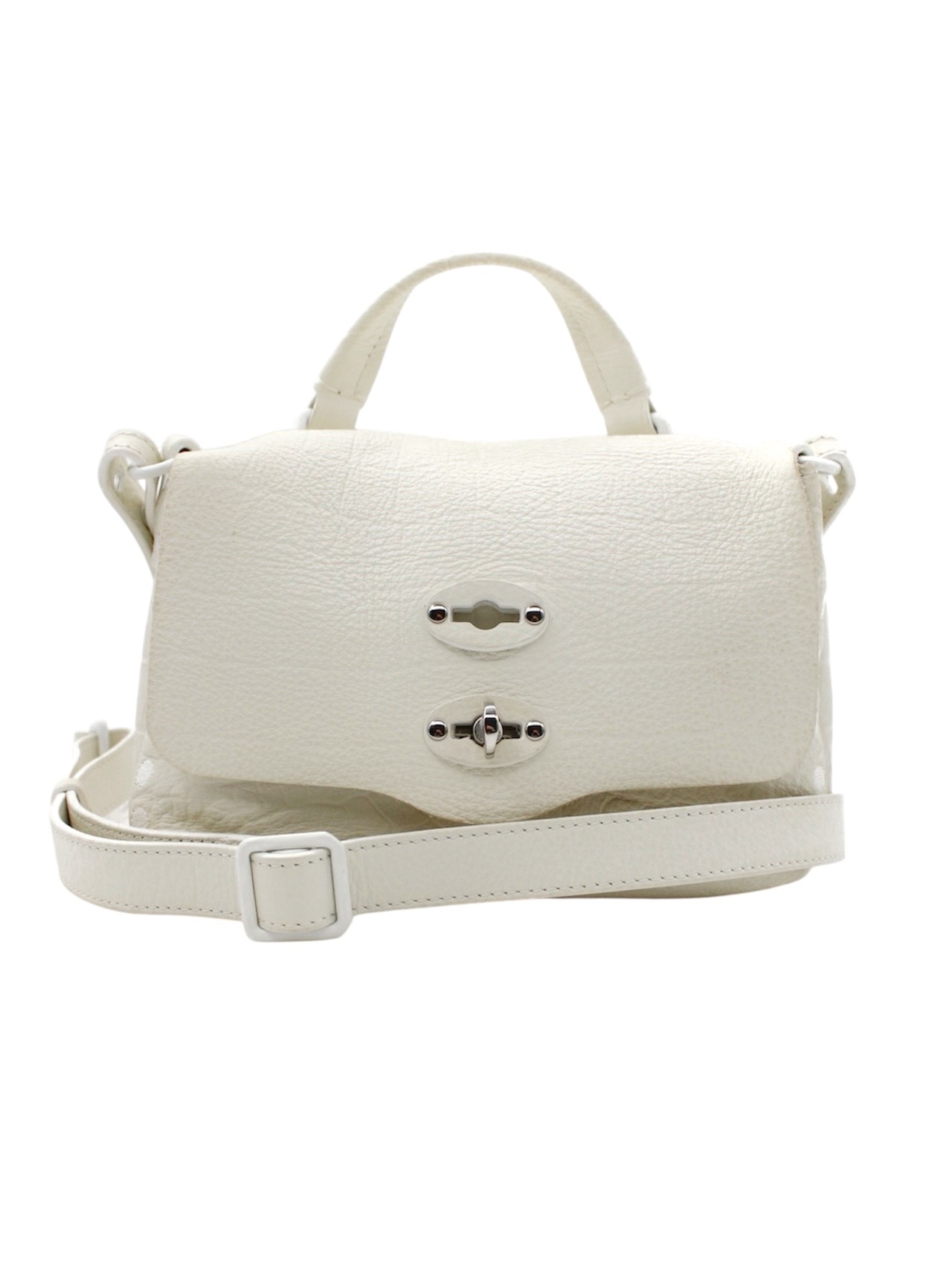 Borsa Zanellato Postina Baby in Pelle Stampa Cocco Bianco thumb