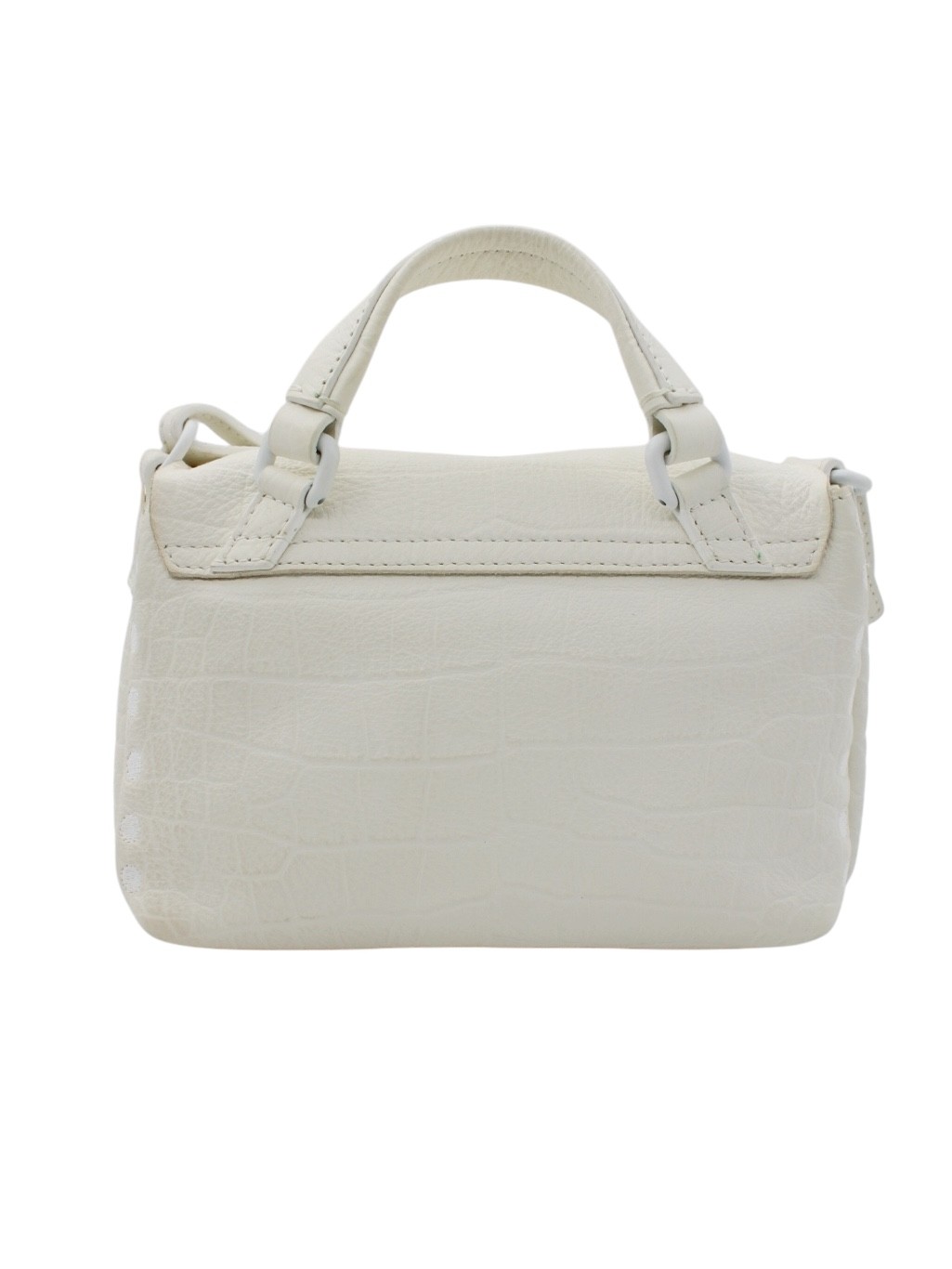 Borsa Zanellato Postina Baby in Pelle Stampa Cocco Bianco thumb