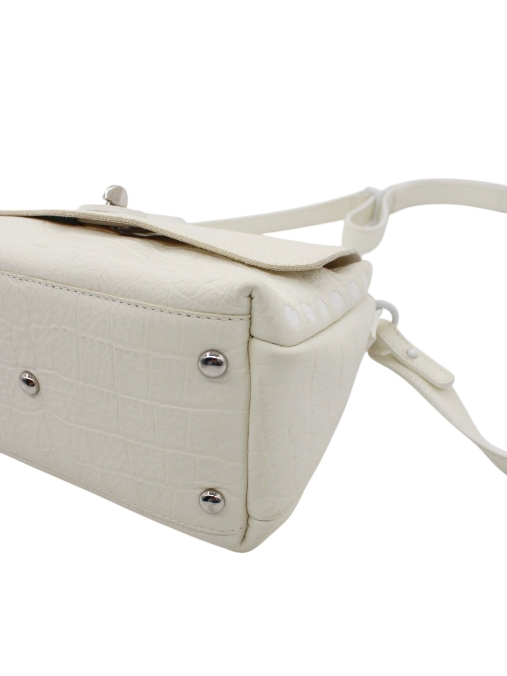 Borsa Zanellato Postina Baby in Pelle Stampa Cocco Bianco thumb