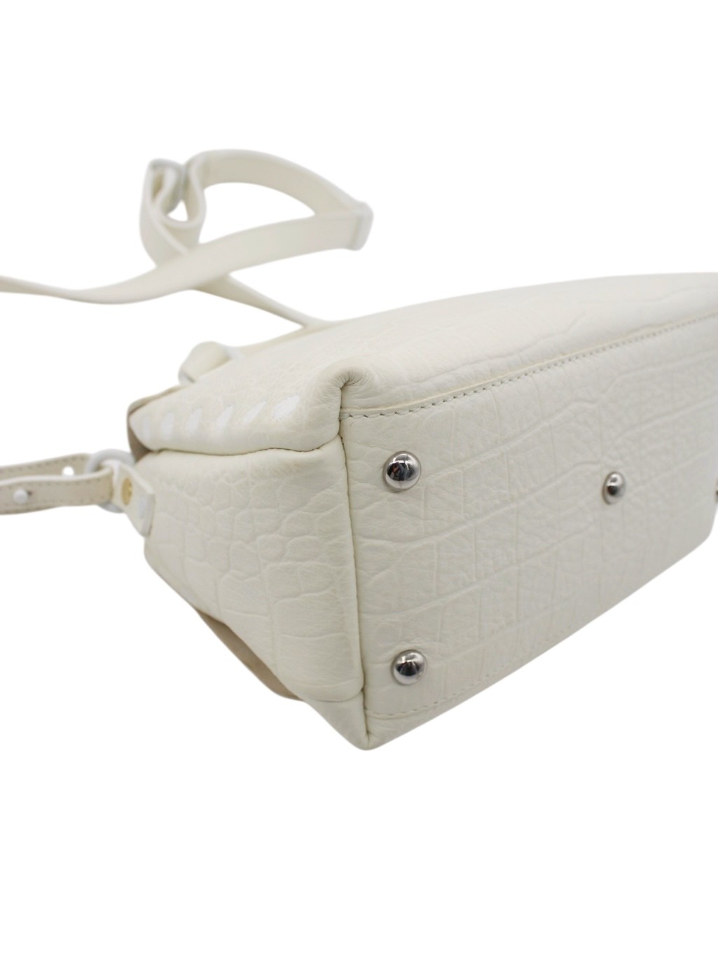 Borsa Zanellato Postina Baby in Pelle Stampa Cocco Bianco thumb