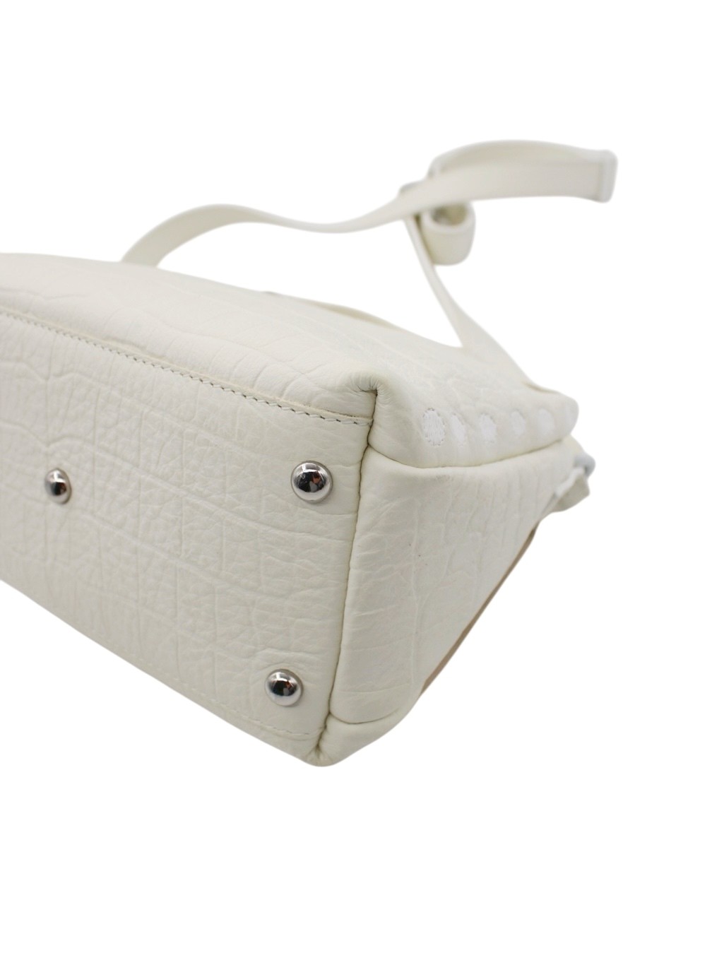 Borsa Zanellato Postina Baby in Pelle Stampa Cocco Bianco thumb