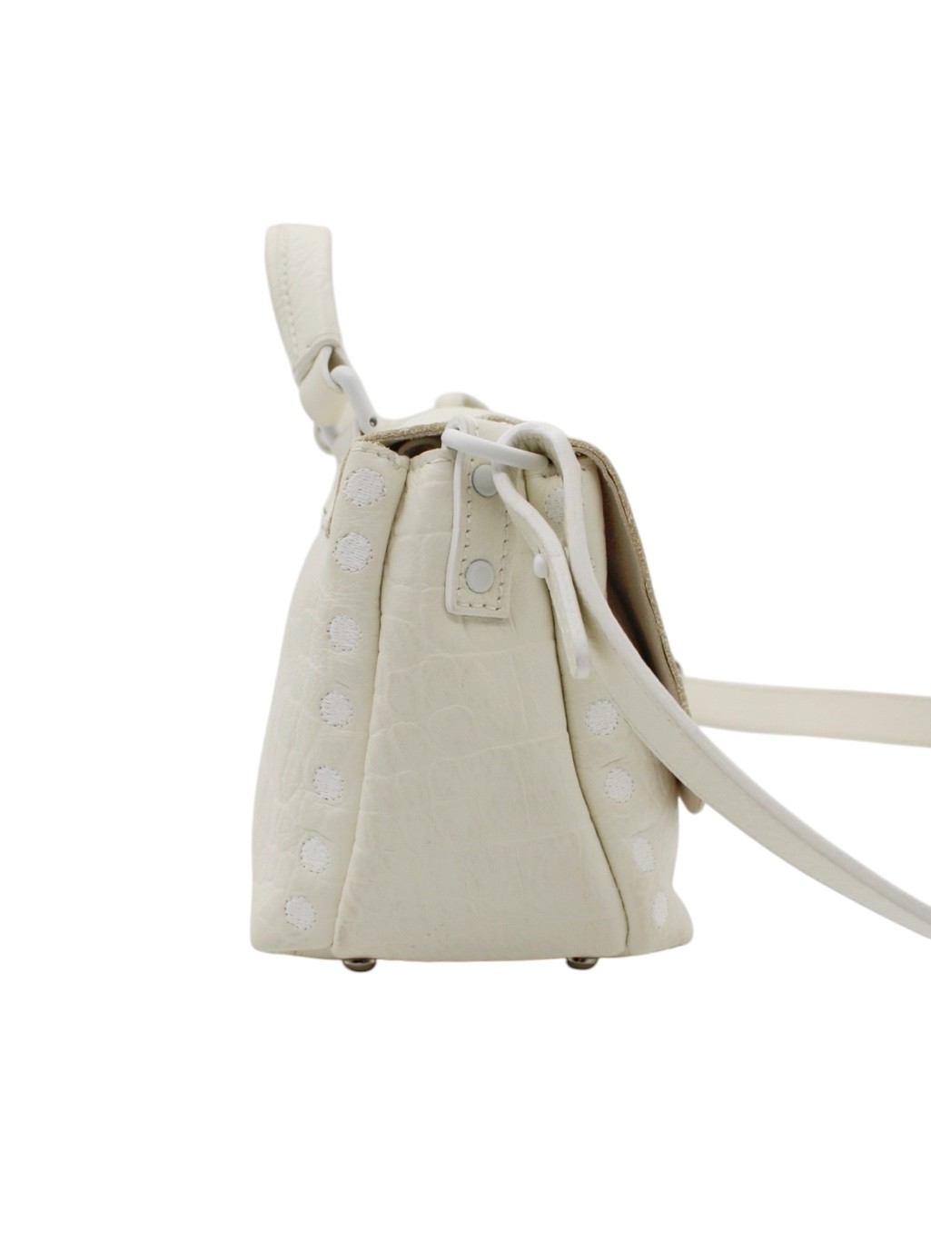 Borsa Zanellato Postina Baby in Pelle Stampa Cocco Bianco thumb