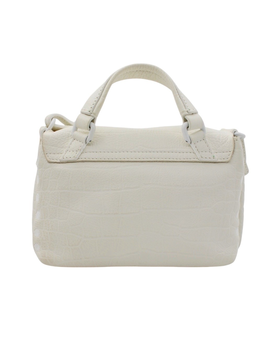 Borsa Zanellato Postina Baby in Pelle Stampa Cocco Bianco thumb