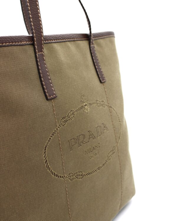 Shopper Prada in tessuto ed inserti in pelle