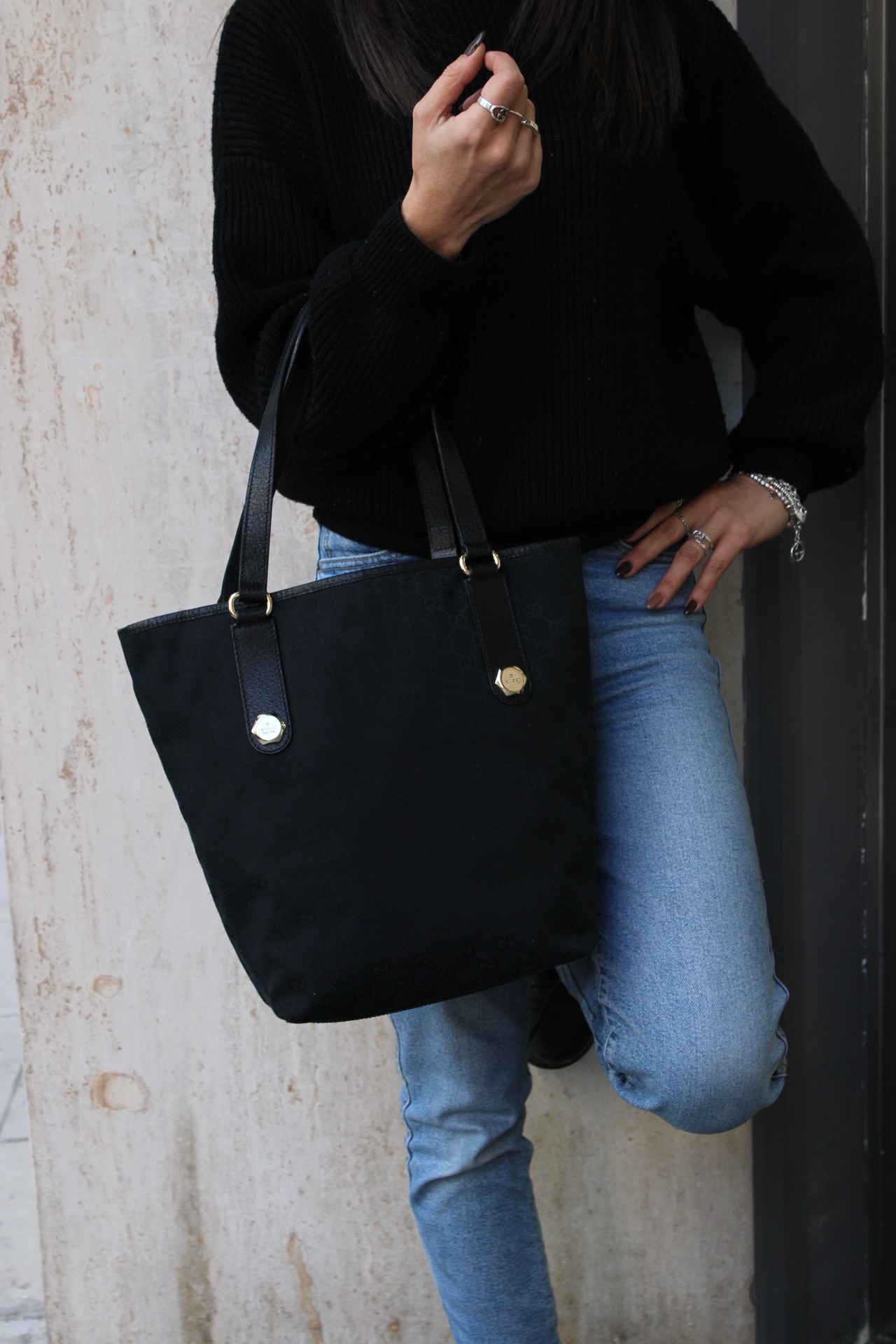 Secchiello Gucci Charmy in Tessuto GG Nero thumb