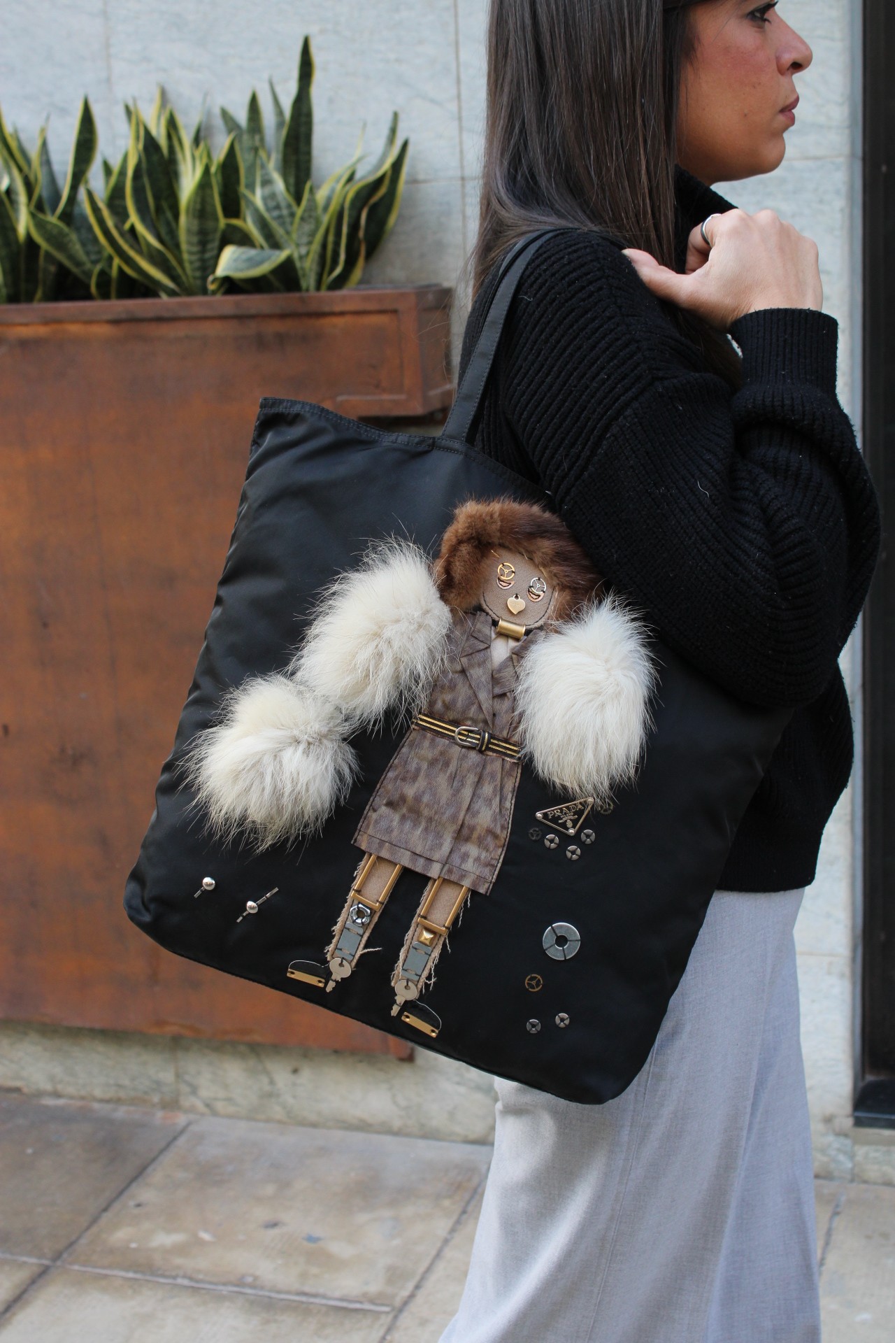 Borsa Prada Robot in tela vela thumb