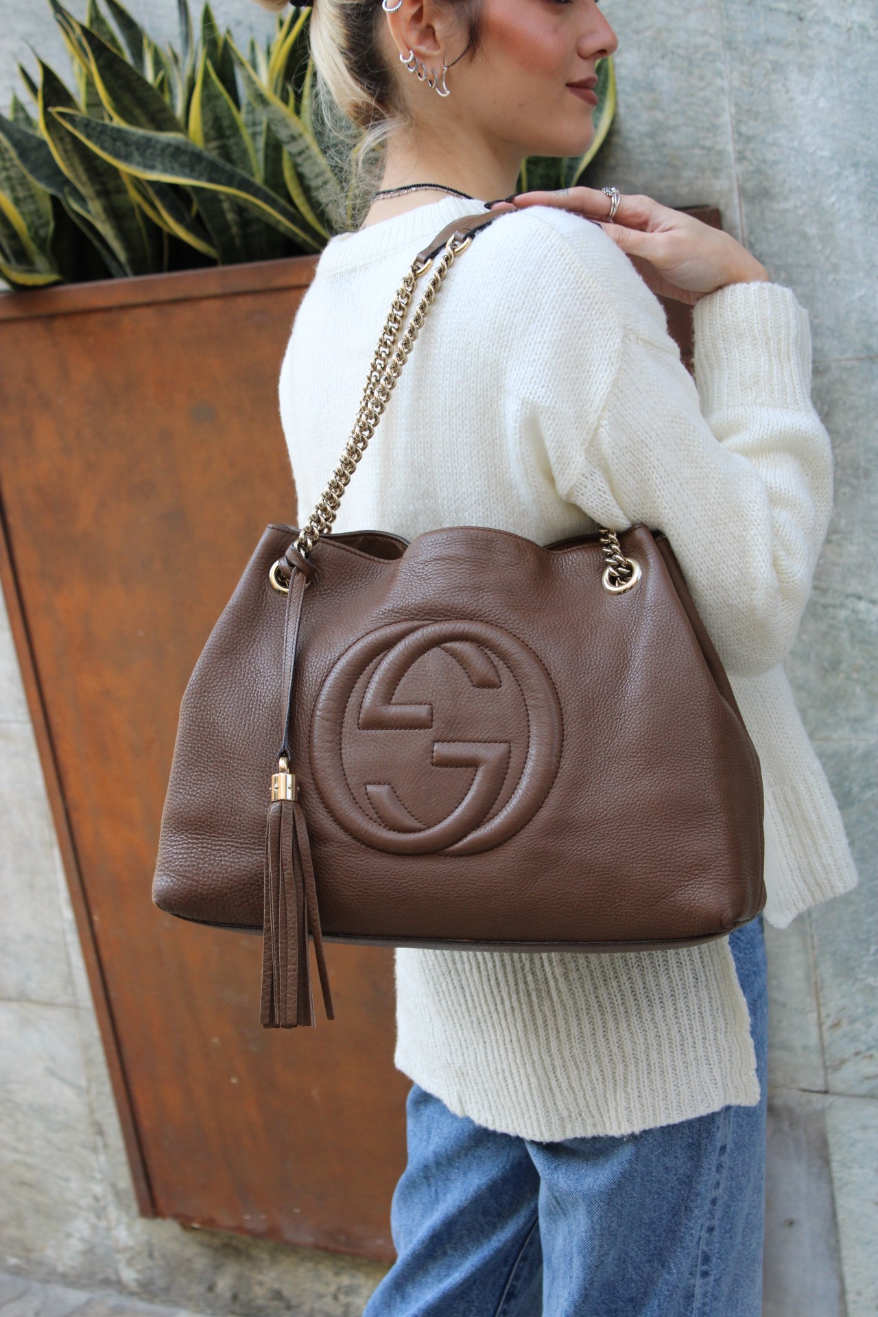 Borsa Gucci Soho in Pelle Marrone thumb