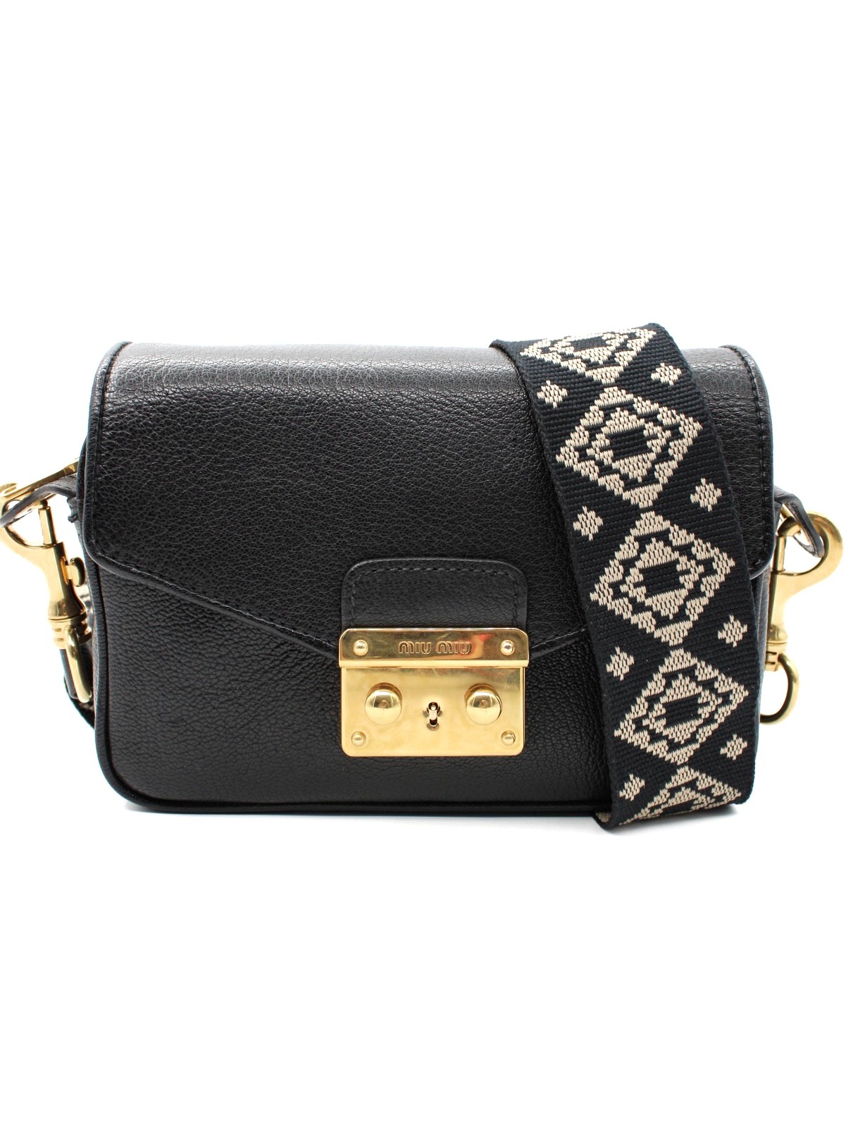Tracolla Miu Miu in Pelle Madras Nera thumb