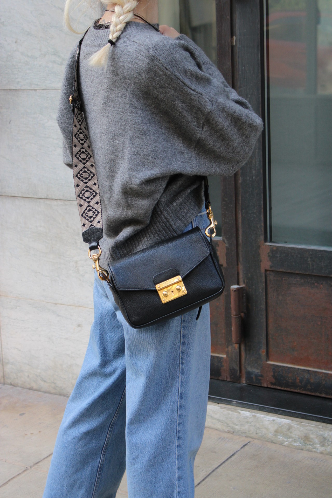 Tracolla Miu Miu in Pelle Madras Nera thumb