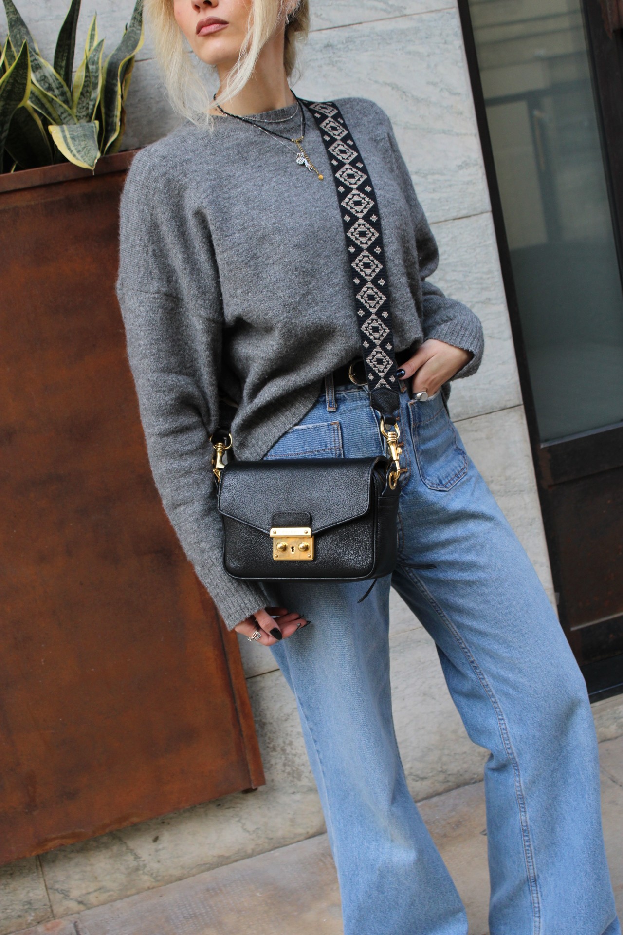 Tracolla Miu Miu in Pelle Madras Nera thumb