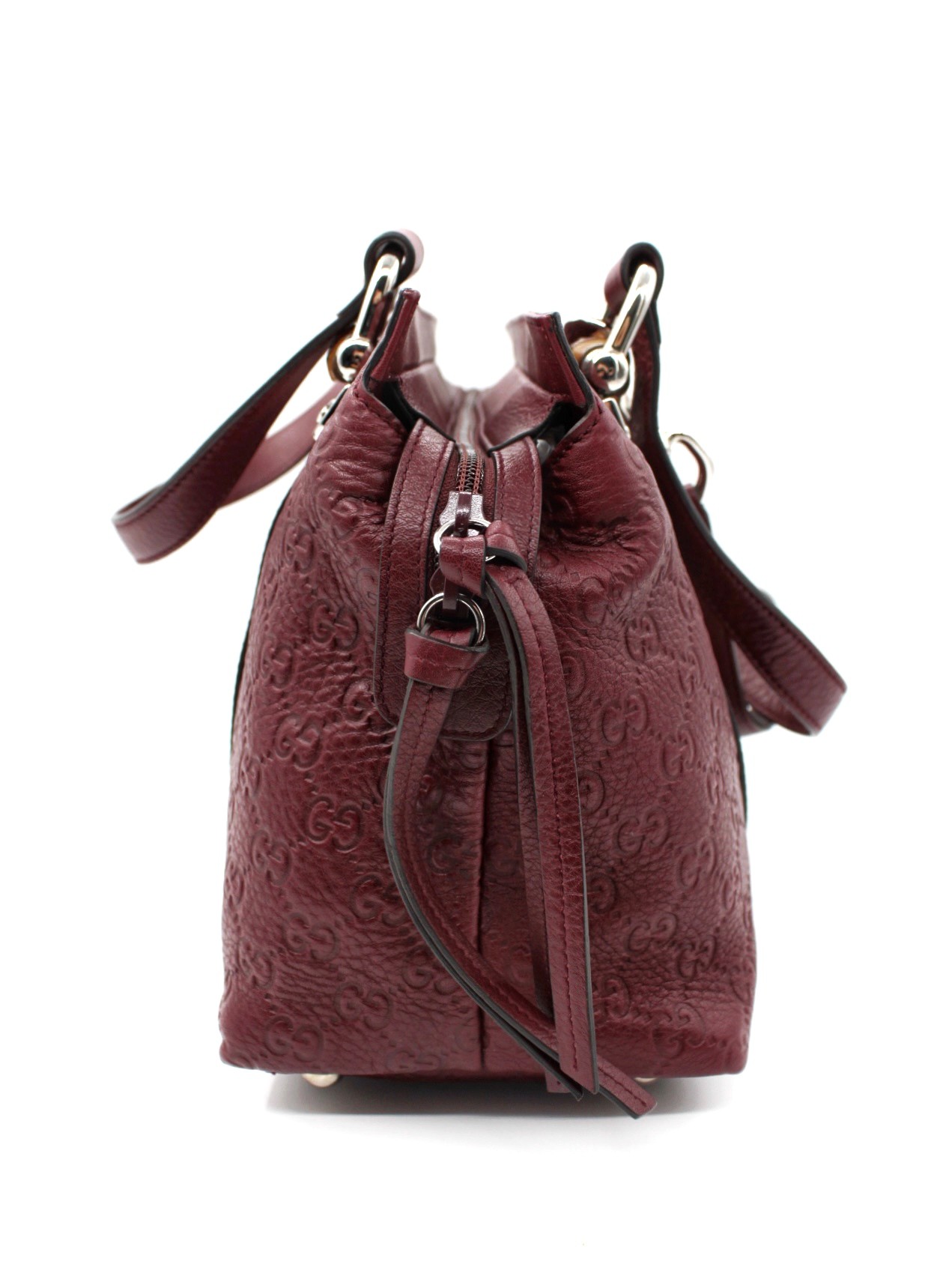 Borsa Gucci con Dettaglio Bamboo in Pelle Guccissima Vinaccia thumb