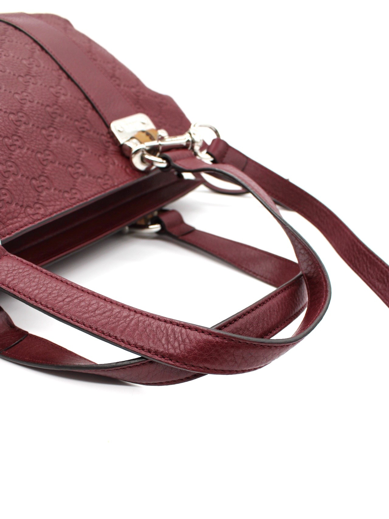 Borsa Gucci con Dettaglio Bamboo in Pelle Guccissima Vinaccia thumb