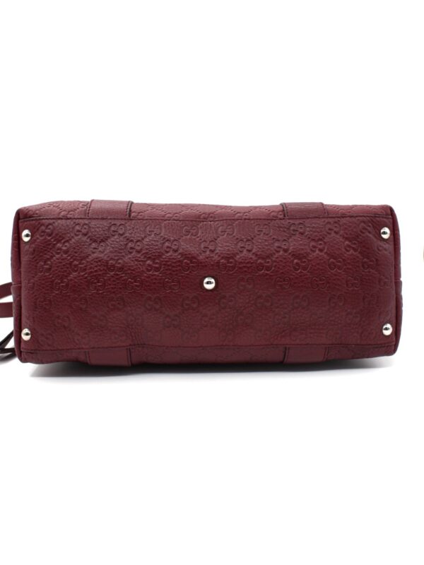 Borsa Gucci con Dettaglio Bamboo in Pelle Guccissima Vinaccia