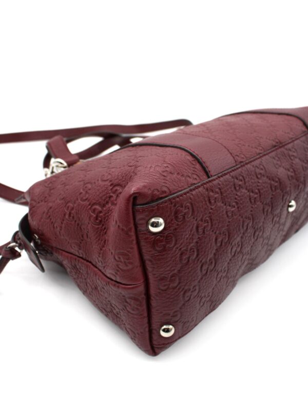Borsa Gucci con Dettaglio Bamboo in Pelle Guccissima Vinaccia