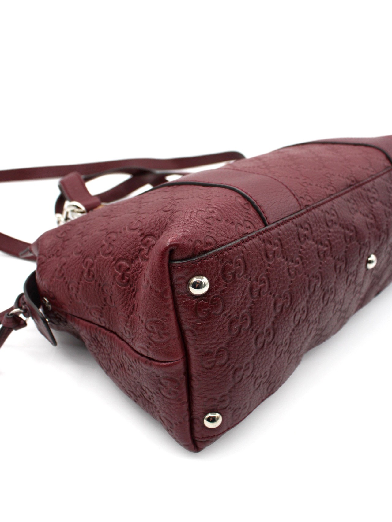 Borsa Gucci con Dettaglio Bamboo in Pelle Guccissima Vinaccia thumb