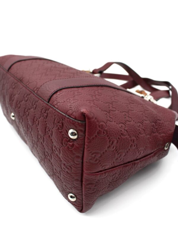 Borsa Gucci con Dettaglio Bamboo in Pelle Guccissima Vinaccia
